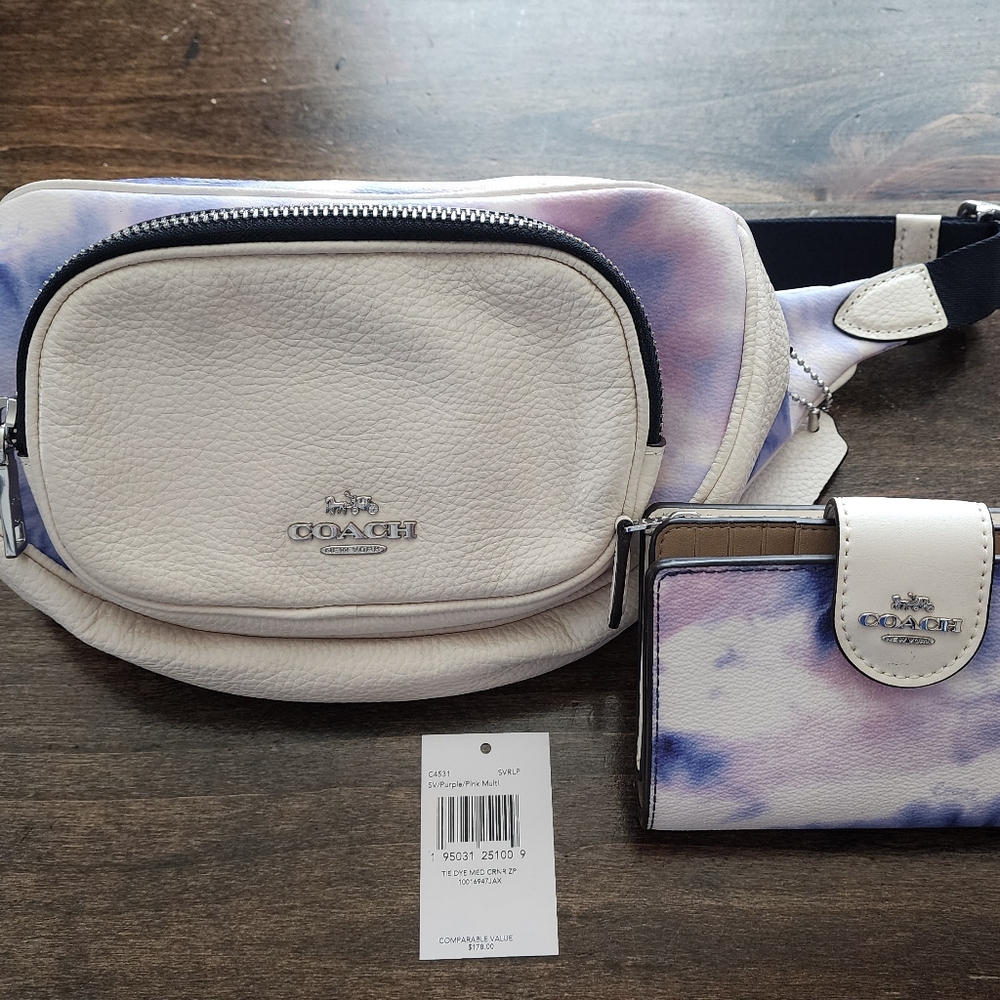 HTF Coach tie dye fanny pack/crossbody bag&matching wallet brand new never used!